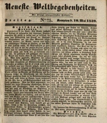 Neueste Weltbegebenheiten (Kemptner Zeitung) Freitag 10. Mai 1839