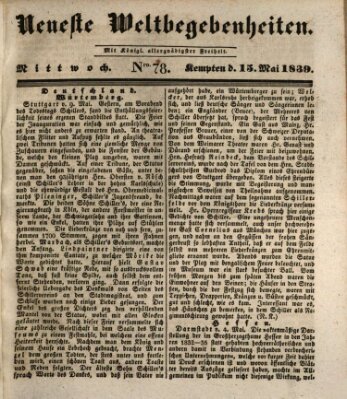 Neueste Weltbegebenheiten (Kemptner Zeitung) Mittwoch 15. Mai 1839