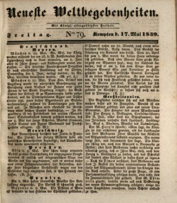 Neueste Weltbegebenheiten (Kemptner Zeitung) Freitag 17. Mai 1839