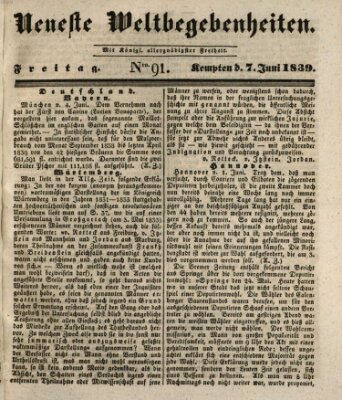 Neueste Weltbegebenheiten (Kemptner Zeitung) Freitag 7. Juni 1839