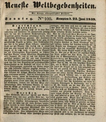 Neueste Weltbegebenheiten (Kemptner Zeitung) Sonntag 23. Juni 1839