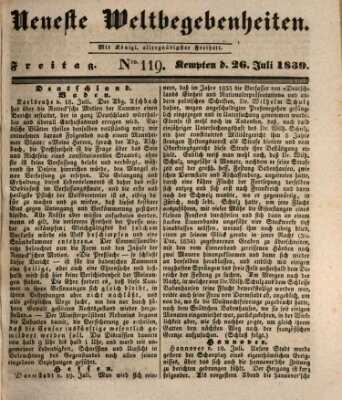 Neueste Weltbegebenheiten (Kemptner Zeitung) Freitag 26. Juli 1839