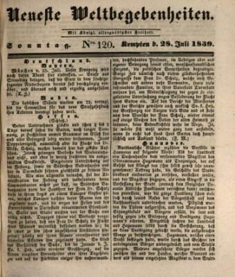 Neueste Weltbegebenheiten (Kemptner Zeitung) Sonntag 28. Juli 1839