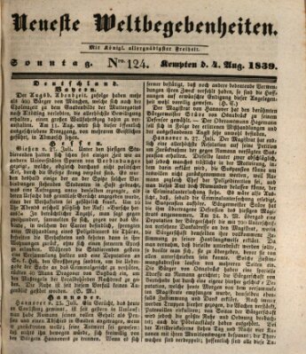 Neueste Weltbegebenheiten (Kemptner Zeitung) Sonntag 4. August 1839