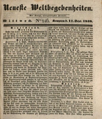 Neueste Weltbegebenheiten (Kemptner Zeitung) Mittwoch 11. September 1839