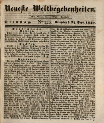 Neueste Weltbegebenheiten (Kemptner Zeitung) Dienstag 24. September 1839