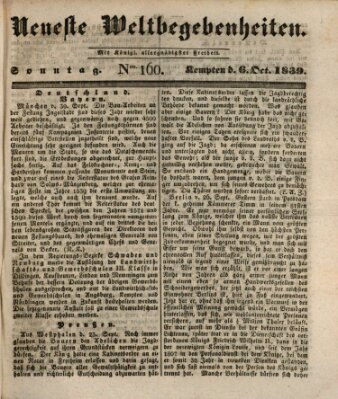 Neueste Weltbegebenheiten (Kemptner Zeitung) Sonntag 6. Oktober 1839