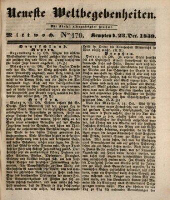 Neueste Weltbegebenheiten (Kemptner Zeitung) Mittwoch 23. Oktober 1839