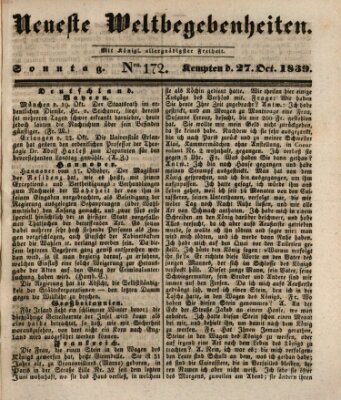 Neueste Weltbegebenheiten (Kemptner Zeitung) Sonntag 27. Oktober 1839