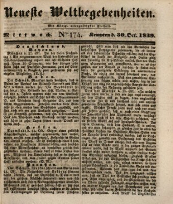 Neueste Weltbegebenheiten (Kemptner Zeitung) Mittwoch 30. Oktober 1839