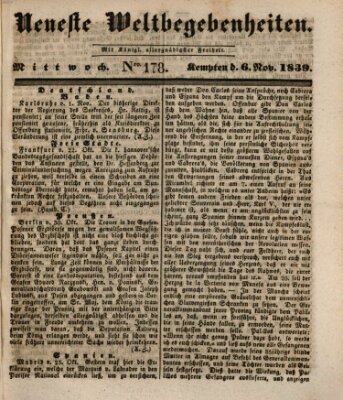 Neueste Weltbegebenheiten (Kemptner Zeitung) Mittwoch 6. November 1839