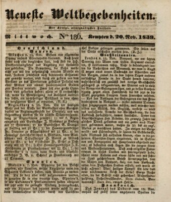 Neueste Weltbegebenheiten (Kemptner Zeitung) Mittwoch 20. November 1839