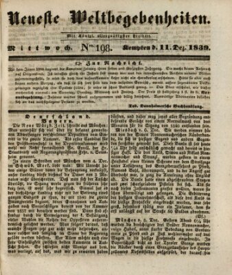 Neueste Weltbegebenheiten (Kemptner Zeitung) Mittwoch 11. Dezember 1839