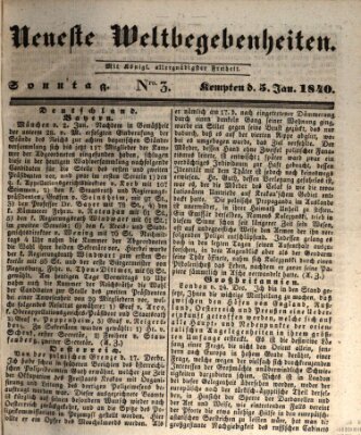 Neueste Weltbegebenheiten (Kemptner Zeitung) Sonntag 5. Januar 1840