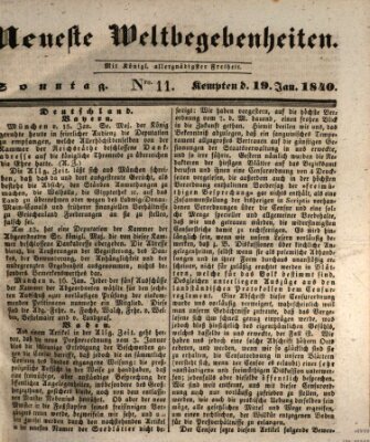 Neueste Weltbegebenheiten (Kemptner Zeitung) Sonntag 19. Januar 1840