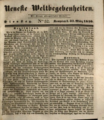 Neueste Weltbegebenheiten (Kemptner Zeitung) Dienstag 31. März 1840