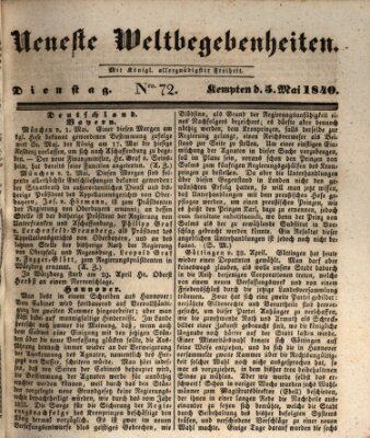 Neueste Weltbegebenheiten (Kemptner Zeitung) Dienstag 5. Mai 1840