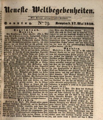 Neueste Weltbegebenheiten (Kemptner Zeitung) Sonntag 17. Mai 1840