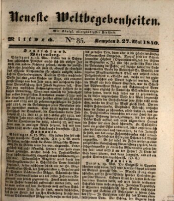 Neueste Weltbegebenheiten (Kemptner Zeitung) Mittwoch 27. Mai 1840