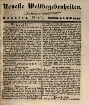 Neueste Weltbegebenheiten (Kemptner Zeitung) Sonntag 5. Juli 1840