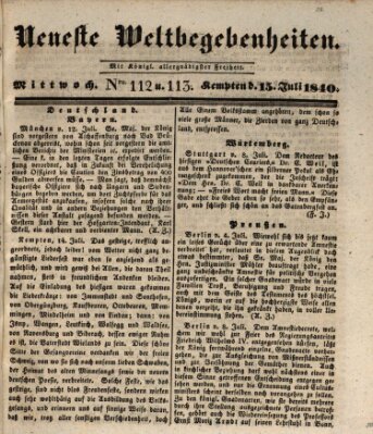 Neueste Weltbegebenheiten (Kemptner Zeitung) Mittwoch 15. Juli 1840