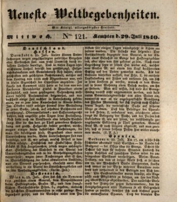 Neueste Weltbegebenheiten (Kemptner Zeitung) Mittwoch 29. Juli 1840