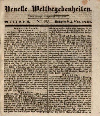 Neueste Weltbegebenheiten (Kemptner Zeitung) Mittwoch 5. August 1840