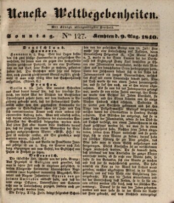 Neueste Weltbegebenheiten (Kemptner Zeitung) Sonntag 9. August 1840