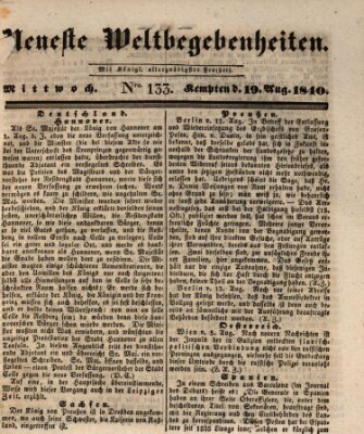 Neueste Weltbegebenheiten (Kemptner Zeitung) Mittwoch 19. August 1840