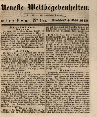 Neueste Weltbegebenheiten (Kemptner Zeitung) Dienstag 8. September 1840