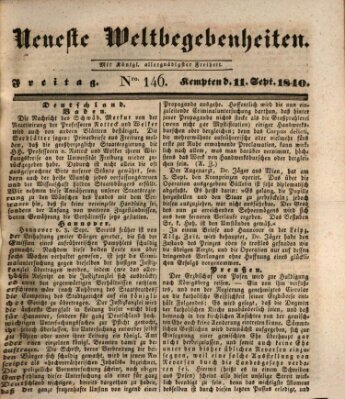 Neueste Weltbegebenheiten (Kemptner Zeitung) Freitag 11. September 1840