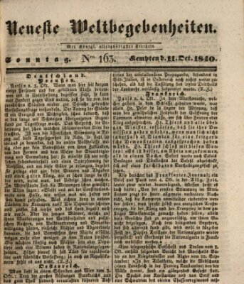 Neueste Weltbegebenheiten (Kemptner Zeitung) Sonntag 11. Oktober 1840