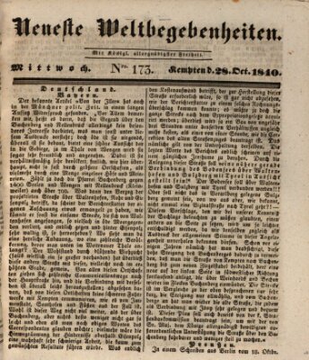 Neueste Weltbegebenheiten (Kemptner Zeitung) Mittwoch 28. Oktober 1840