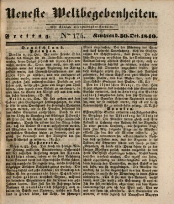 Neueste Weltbegebenheiten (Kemptner Zeitung) Freitag 30. Oktober 1840