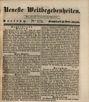 Neueste Weltbegebenheiten (Kemptner Zeitung) Freitag 6. November 1840