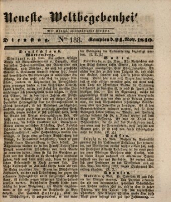 Neueste Weltbegebenheiten (Kemptner Zeitung) Dienstag 24. November 1840