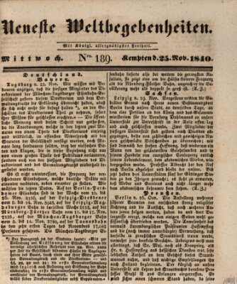 Neueste Weltbegebenheiten (Kemptner Zeitung) Mittwoch 25. November 1840