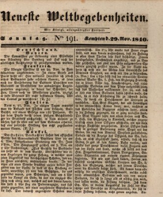 Neueste Weltbegebenheiten (Kemptner Zeitung) Sonntag 29. November 1840