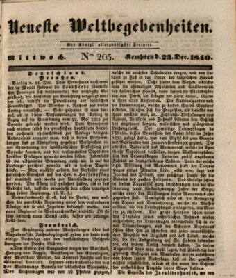 Neueste Weltbegebenheiten (Kemptner Zeitung) Mittwoch 23. Dezember 1840