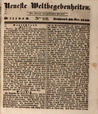 Neueste Weltbegebenheiten (Kemptner Zeitung) Mittwoch 30. Dezember 1840