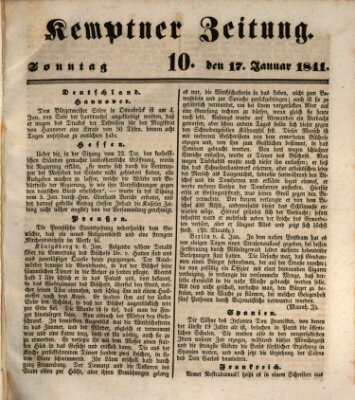 Kemptner Zeitung Sonntag 17. Januar 1841