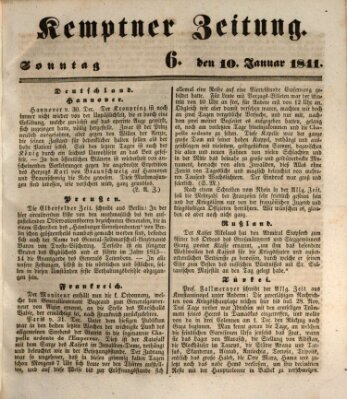 Kemptner Zeitung Sonntag 10. Januar 1841