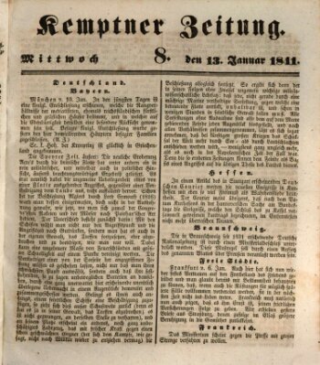 Kemptner Zeitung Mittwoch 13. Januar 1841