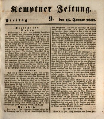 Kemptner Zeitung Freitag 15. Januar 1841