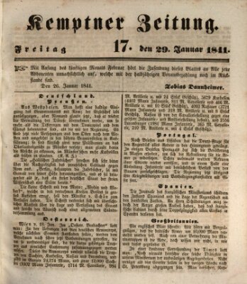 Kemptner Zeitung Freitag 29. Januar 1841