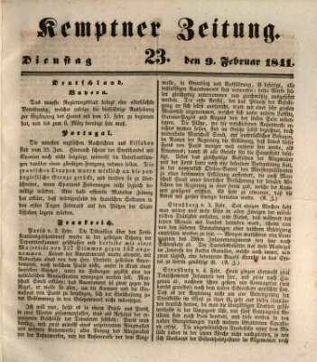 Kemptner Zeitung Dienstag 9. Februar 1841