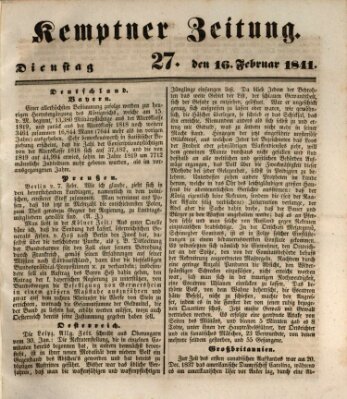 Kemptner Zeitung Dienstag 16. Februar 1841