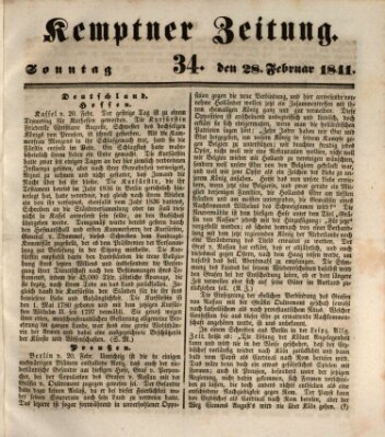 Kemptner Zeitung Sonntag 28. Februar 1841