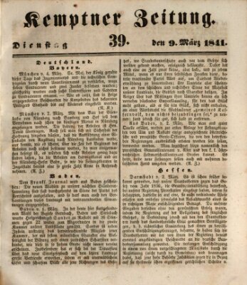 Kemptner Zeitung Dienstag 9. März 1841