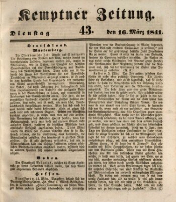 Kemptner Zeitung Dienstag 16. März 1841